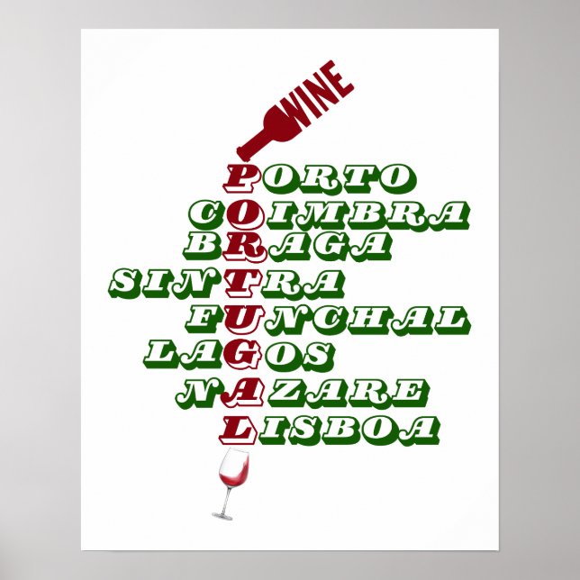 Portugal Green Red Wine Art Poster (Frente)