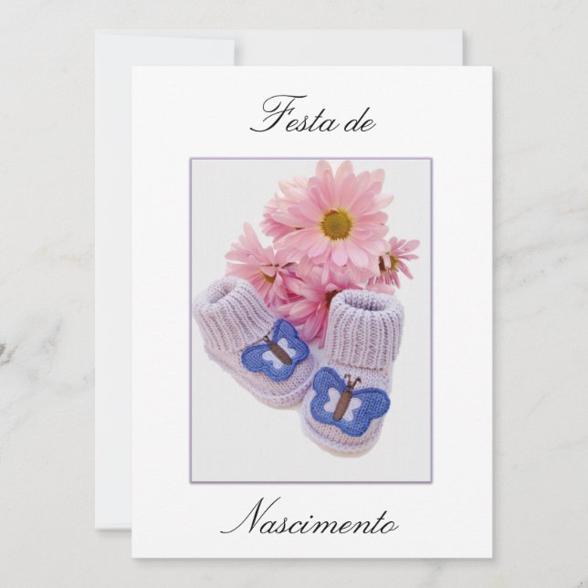 Português: Chá de fraldas / Convite Chá de Bebe (Frente)