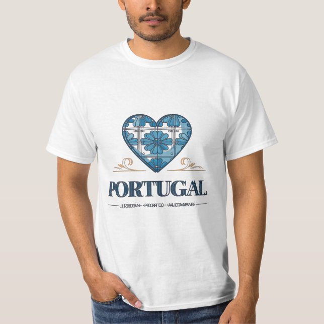 Portuguese Azulejo Heart Portugal T-Shirt – Lisbon (Frente)