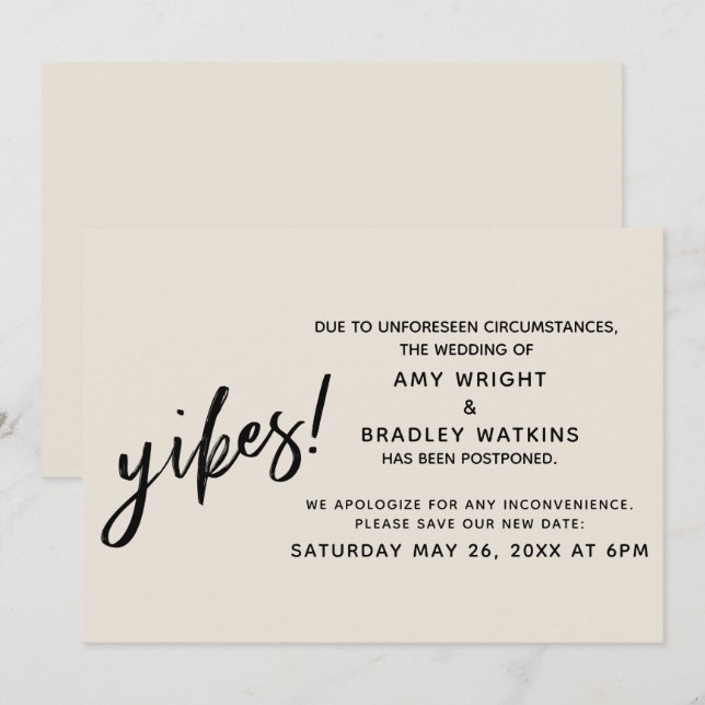 Pôs ordem no casamento, Humor Yikes! Anúncio de Cr (Frente/Verso)