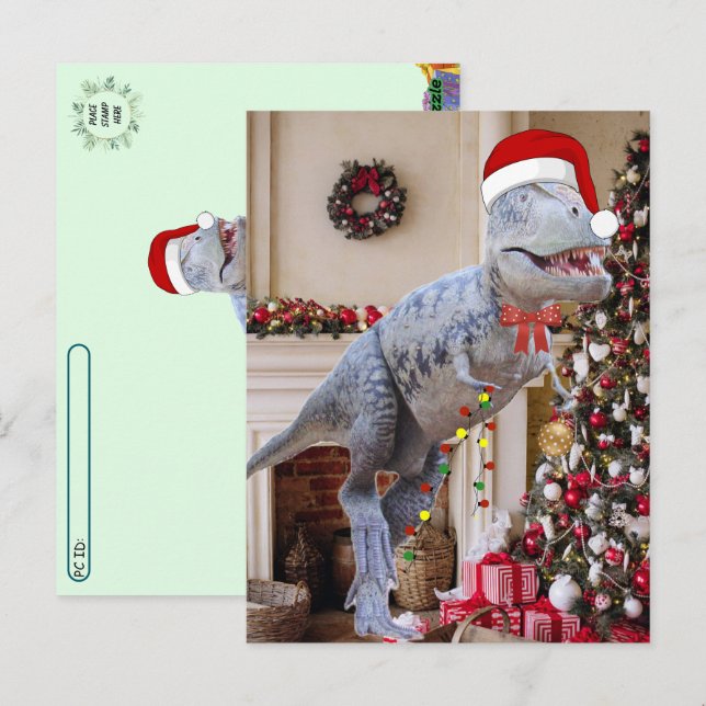 Pós-travessia - Cartão postal de Natal Dinossauro (Frente/Verso)