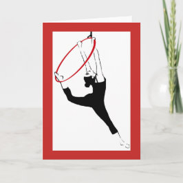 Pose Clássica de Hoop Aéreo no Cartão de Nota Verm