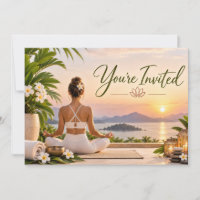 Pose de Namaste de Yoga para convite de aula