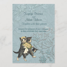 Posh Cats Aqua Blue Weding ver 2 Convite
