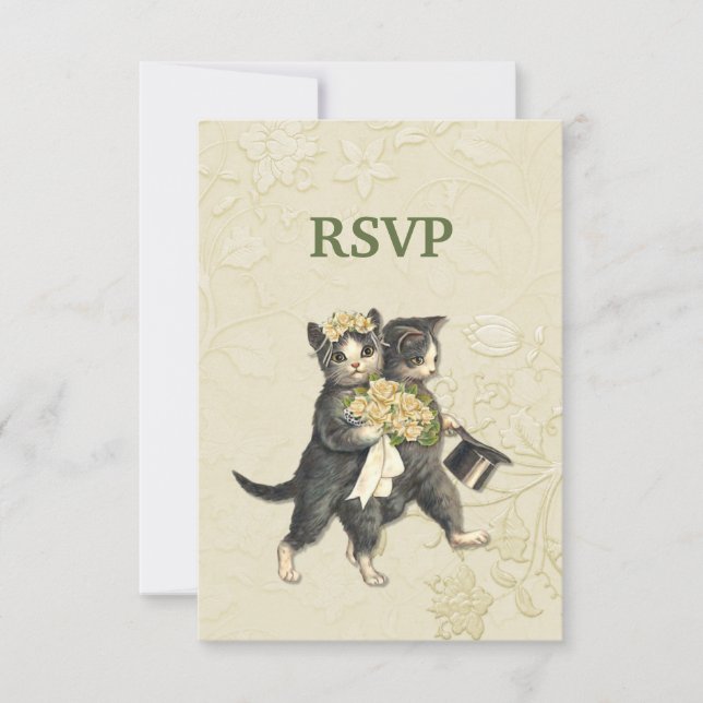 Posh Cats Ivory Wedding RSVP (Frente)