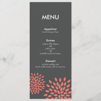 Posh Petals | Coral | Cartão Menu Recepção