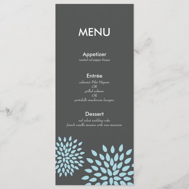 Posh Petals | Crepúsculo | Cartão Menu de Recepção (Frente)