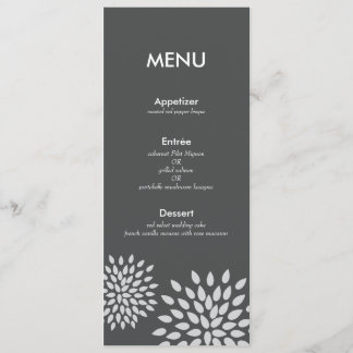 Posh Petals | Prata | Cartão Menu de Recepção