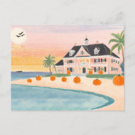 Posh Pink Beach House no Halloween - Cartão postal
