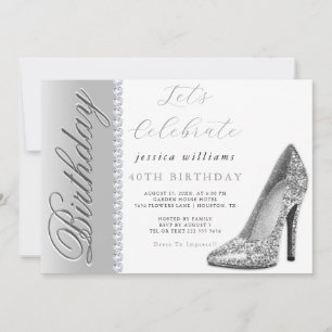 Posh Stiletto & Diamantes Convite de Aniversário P