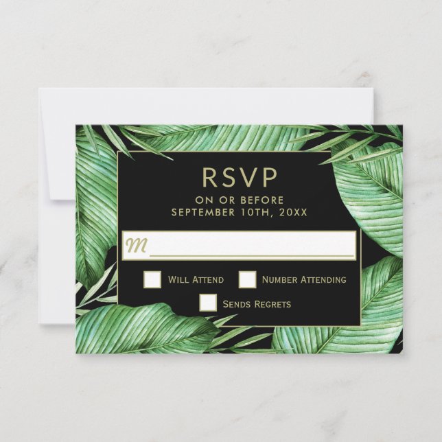 Posh Tropical Vibe Wedding RSVP (Frente)