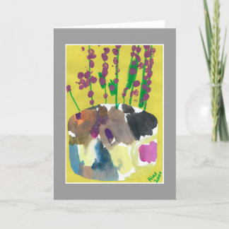 Posies roxos com o cartão das citações da