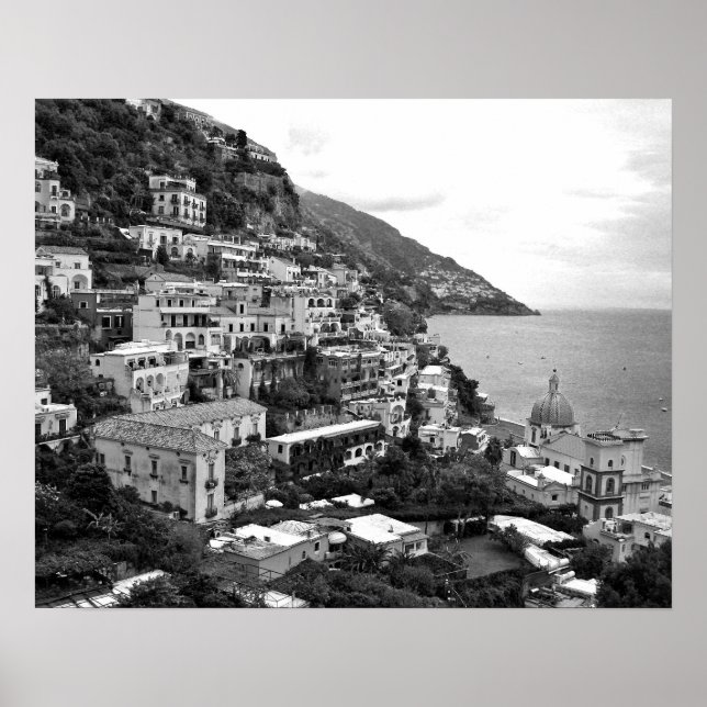 Positano, Itália - Fotografia Impressão - B&W (Frente)