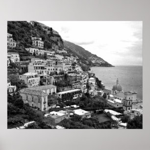 Positano, Italia - impressão da fotografia - B&W