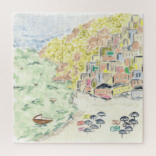 Positano Itália Watercolor Quebra-cabeça