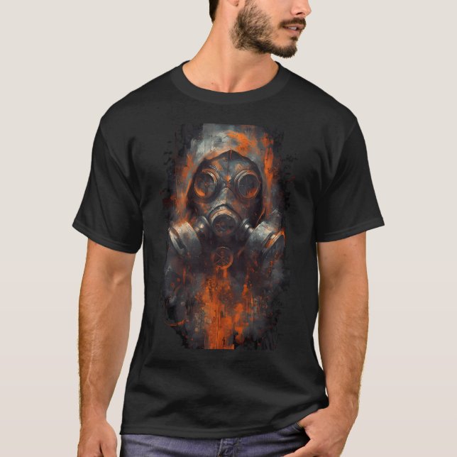 Post-Apocalyptic Gas Mask Dark Industrial T-Shirt (Frente)