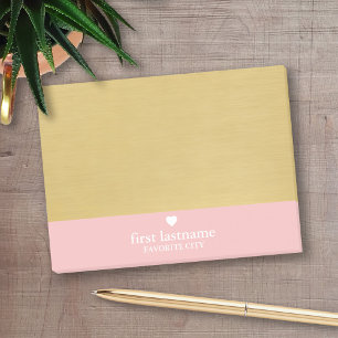 Post-it Bloco de Cor Moderno com Monograma de Coração em E