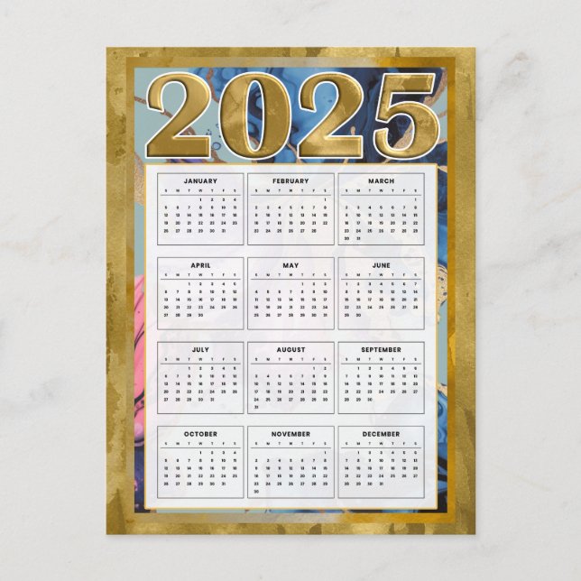Postal 2025 Ano Em Resumo Calendário Novo Cartão De Ano (Frente)
