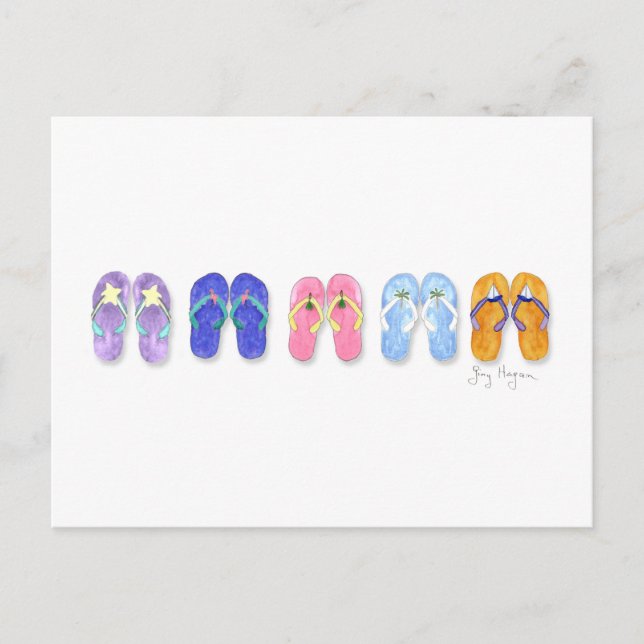 Postal 5 pares de cartão dos flip-flops (Frente)