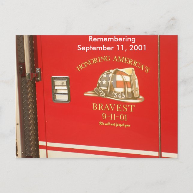 Postal 9-11 cartão dos bombeiros (Frente)