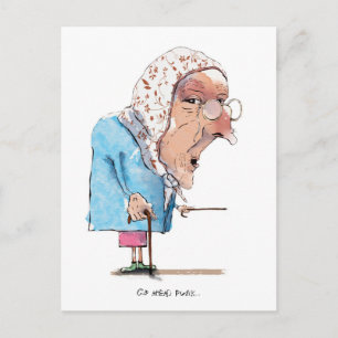 Postal A vovó fica com cartão postal.