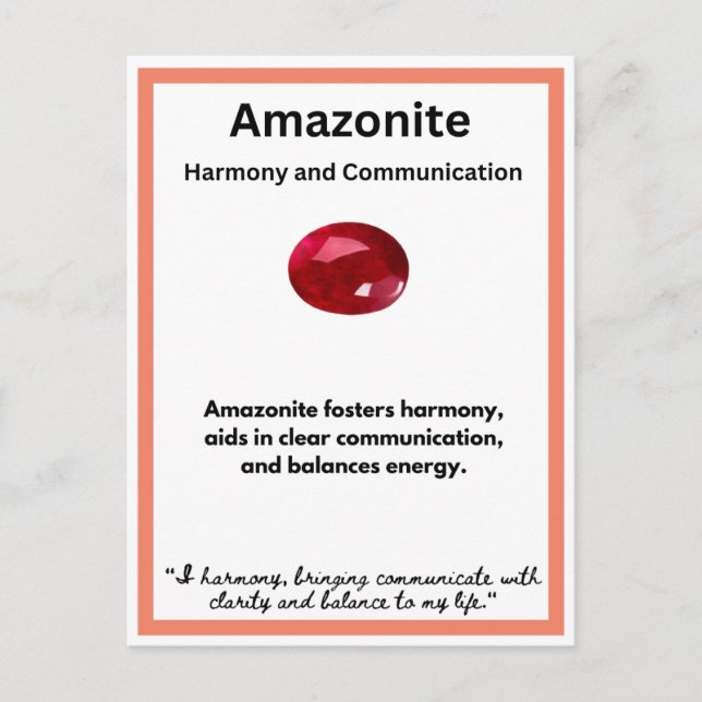 Postal Amazonite Crystal stone significa cartão (Frente)