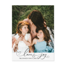 Amor & Alegria | Tipografia de Natal Foto Cartão P