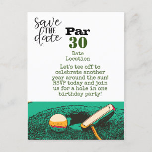 Postal Aniversário de 30 anos de golfe salve o cartão de 