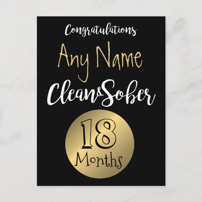 Postal Aniversário do cartão de sobriedade 12 passos sóbr (Frente)