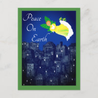 Anjo da Paz na Terra com cartão plano de pombo