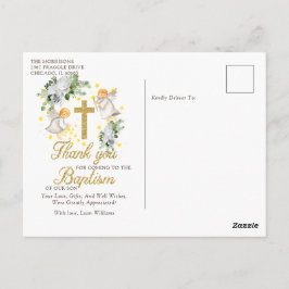 Postal Anjos do Batismo Brilho Cartão de agradecimento