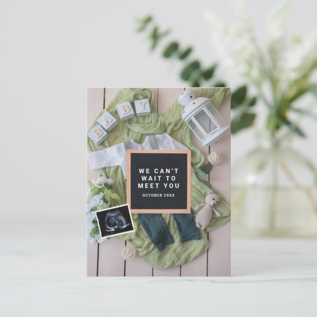 Postal Anúncio de gravidez Cartão de boas-vindas para beb (Em pé/Frente)