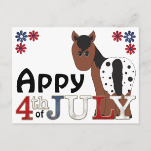Postal Appy 4 de julho Cartão de Posto sobre Cavalo Appal