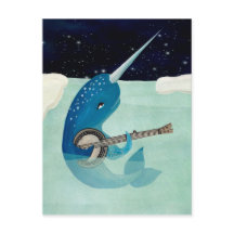 Aquarelle de Narwhal - Narwhal joga cartão de banj
