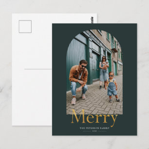 Postal Arco Alegre Dourado Quadro Foto Cartão de Natal