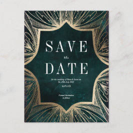 Postal Art Nouveau faux gold Wedding Salvar o Cartão de D