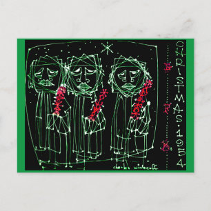 Postal ARTE VINTAGE 1954 Cartão de Natal