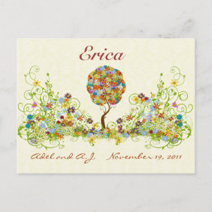 Postal Árvore de amor da Flor de Patches Obrigado Cartão