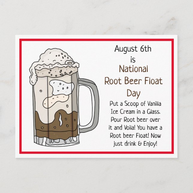 Postal August 6 é Root Beer Float Day | Cartão de Receita (Frente)