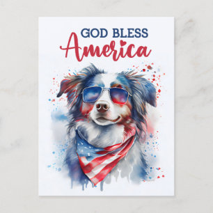 Postal Australian Shepherd, Deus Abençoe a América Cartão