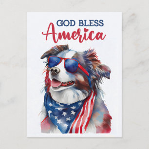 Postal Australian Shepherd, Deus Abençoe a América Cartão