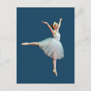 Postal Ballerina Dançando no Cartão Azul