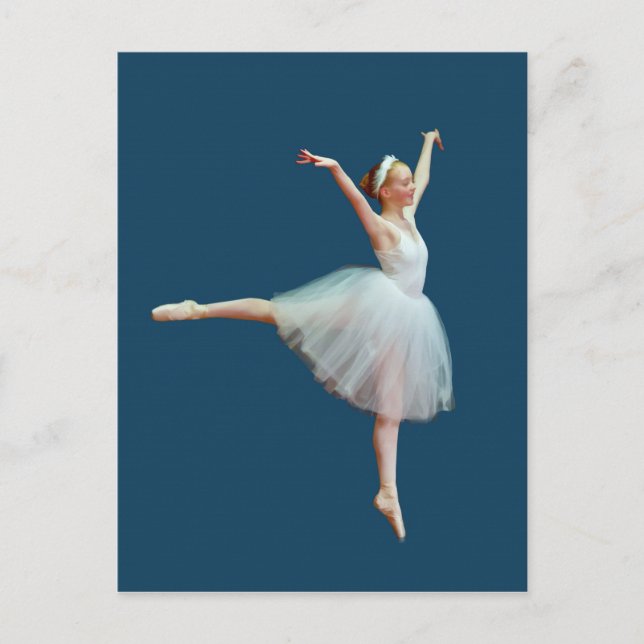 Postal Ballerina Dançando no Cartão Azul (Frente)