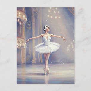 Postal Ballerina Lago dos Cisnes Ballet Aquarela Cartão P