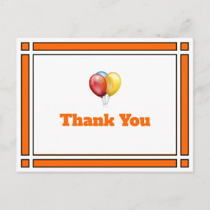 Postal Balões de Aniversário Laranja Obrigado Cartão Post