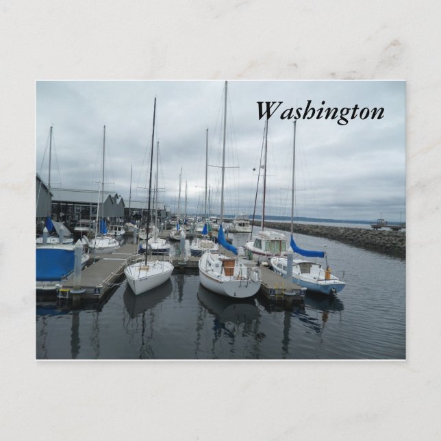 Postal Barcos no cartão do estado de Washington (Frente)