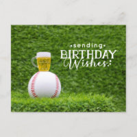 Basebol com Feliz Aniversário com Cartão de Cervej