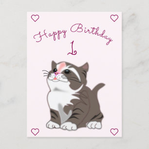Postal Bebê Cartão de Aniversário Pequeno Gatinho - Seu A