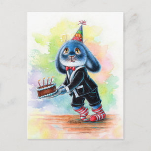 Postal Benny Blue - Cartão de Aniversário com Bolo
