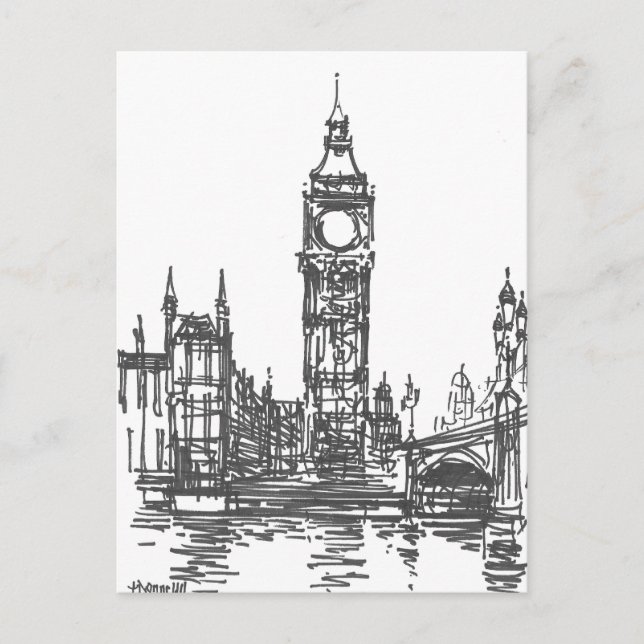 Postal Big Ben no Cartão de Posto de Londres (Frente)